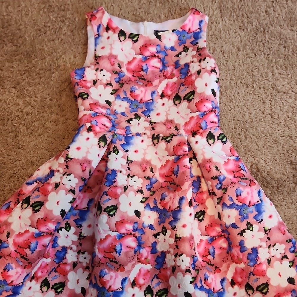 Elegant Floral Kids Dress in Pink and Blue - Picture 1 of 3